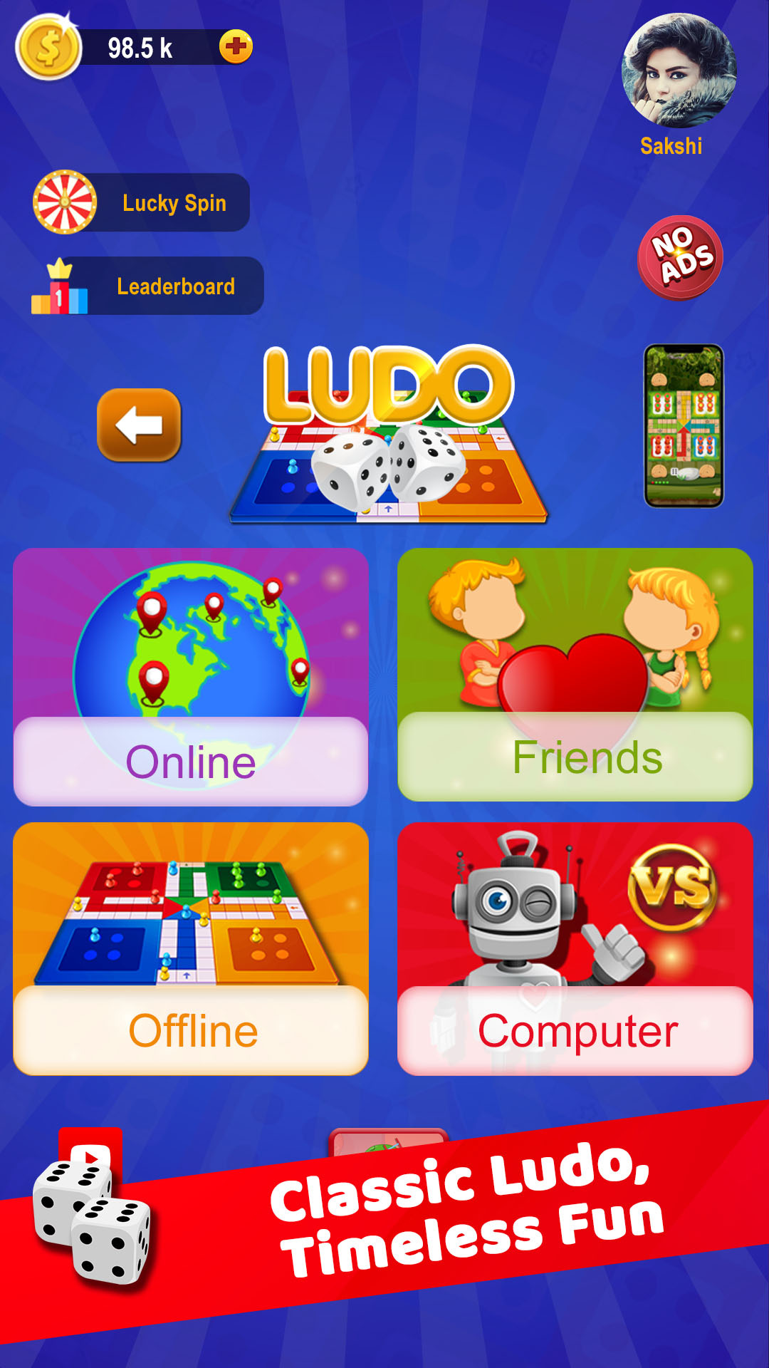 Ludo gameplay board